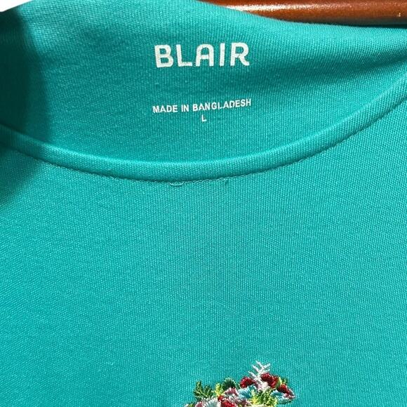 Blair Knit Lounge Dress L Teal Embroidered‎ Bike Graphic Pockets Coastal - Picture 2 of 8